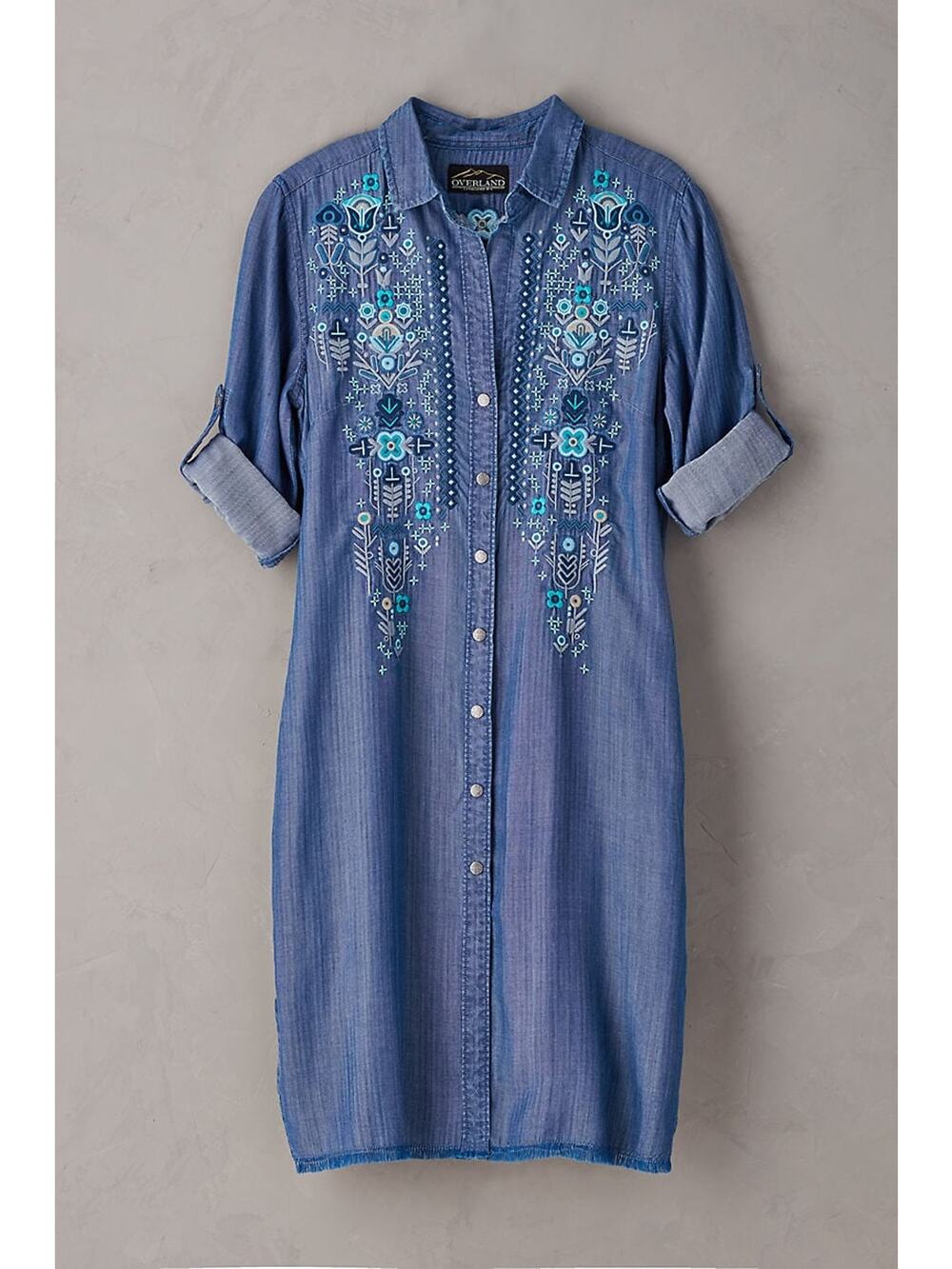 NWT Overland Carley Indigo Tencel Embroidered Dress (S)